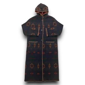 VINTAGE WOOLRICH WOMEN’S WOOL COAT LONG AZTEC REVERSIBLE LARGE